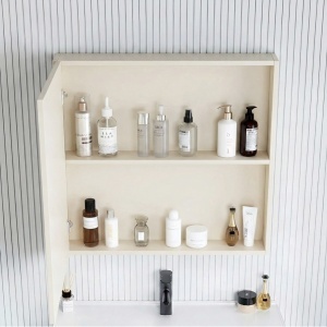 Set mobilier de baie cu lavoar River 60cm Creme - Img 4