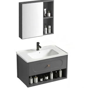 Set mobilier de baie cu lavoar River 60cm Grey - Img 2