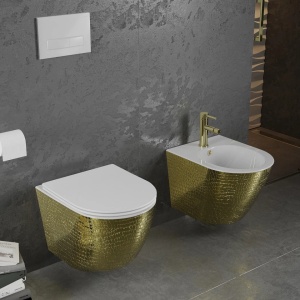 Set vas WC + Bideu FLSK White/Gold scaly - Img 1