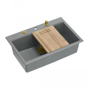 Statie de lucru incastrata Quadron Unique Marc gri - auriu 76x50 cm - Img 3