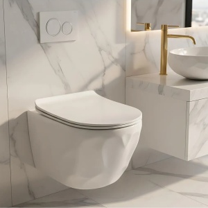 Vas de WC suspendat cu capac Gustavo Rimless alb lucios - Img 11