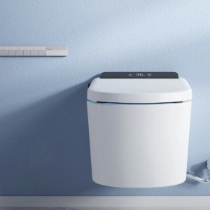 Vas wc smart, functie de bideu, capac incalzit, dezinfectare UV, cadru inclus, afisaj Led, Functii avansate, 59x38, Alb, Ralph - Img 2