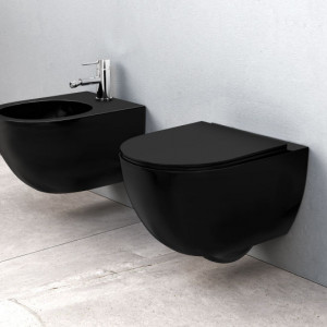 Vas WC suspendabil Rea Carlo Mini Rimless Flat negru MAT - Img 4
