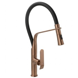 Baterie bucătărie Castor Auriu Copper Brush – baterie cu pipă mobilă flexibilă și finisaj cupru‑auriu periat | disponibilă pe Deppo