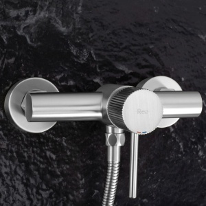 Baterie de duș Lungo Stripe Brush Nickel – baterie de perete cu finisaj nichel periat și set complet duș | disponibilă pe Deppo - Img 3