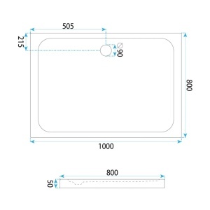 Cadita de dus dreptunghiulara slim din acril Belmond White 100 x 80 cm alba - Img 5