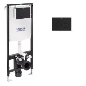 Cadru WC cu buton ROCA negru mat, 114 cm x 45 cm - Img 1