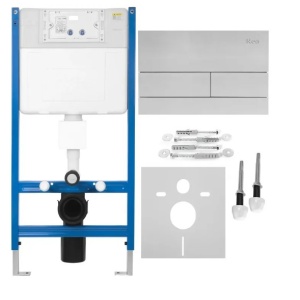 Cadru WC încastrat K011A-Q Rea cu buton T Brush Steel - Img 1