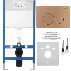 Cadru WC încastrat Rea cu buton I Brush Copper
