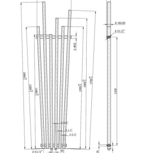 Calorifer Antracit, 180x42 cm, 687 W, 6 elementi, otel, design modern, Enes - Img 3
