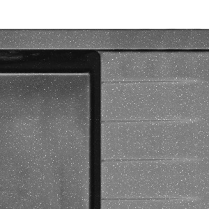Chiuveta Bucatarie Pro GRANIT STEN BLACK, Dimensiuni 48 x 79.5 x 20 cm, Picurator Reversibil, Incastrabila,Forma Dreptunghiulara,Negru cu Picatele - Img 2