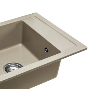 Chiuveta Bucatarie REA GRANIT RINO BEIGE, Dimensiuni 49 x 52 x 21 cm, 1 Cuva, Picurator Reversibil, Incastrabila, Forma Dreptunghiulara, Bej - Img 2