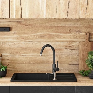 Chiuveta Bucatarie REA NORTH BLACK, Dimensiuni 48.5 x 59.5 x 18 cm, 1 Cuva, Picurator Reversibil, Incastrabila, Forma Dreptunghiulara, Negru - Img 3