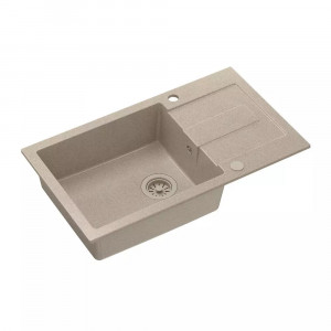 Chiuveta compozit incastrata Quadron Pop Christian 136 XL bej nisip 78x45 cm