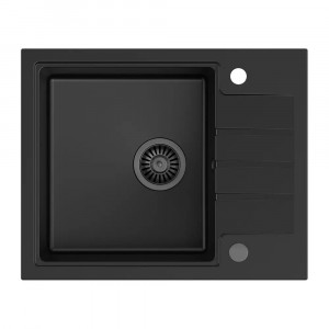 Chiuveta compozit incastrata Quadron Pop Peter 116 negru carbon 62x50 cm - Img 1