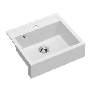 Chiuveta compozit incastrata Quadron Unique Bill 110 alb - inox 60x54 cm - Img 5