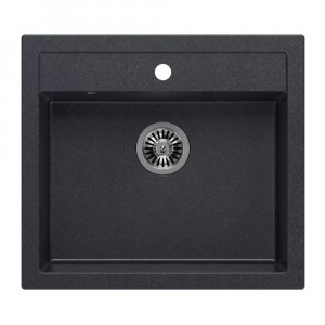 Chiuveta compozit incastrata Quadron Unique Bill 110 negru diamant - inox 60x54 cm - Img 1