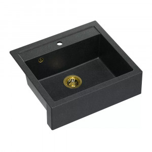 Chiuveta compozit incastrata Quadron Unique Bill 110 negru diamant - auriu 60x54 cm - Img 5