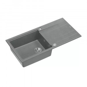 Chiuveta compozit incastrata Quadron Unique Evan 146 XL gri - inox 100x50 cm - Img 3