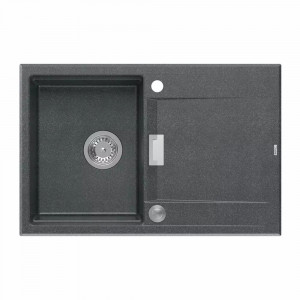 Chiuveta compozit incastrata Quadron Unique Oven negru diamant - inox 76x50 cm - Img 1