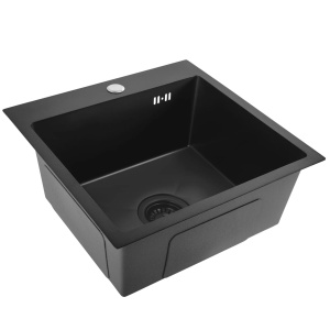 Chiuveta de bucatarie LEO, Model Modern 400x450mm, Culoare Black - Img 2