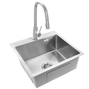 Chiuveta de bucatarie LEO, Model Modern 500x450Mm, Culoare Brush Nickel - Img 5