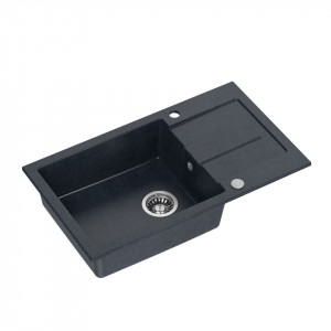 CHRISTIAN 136 XL Steingran negru, cu sifon manual si dop (1 vas 45x38 cm) - Img 2