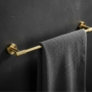 Cuier de baie minimalist Galo Brush Gold 5701 auriu periat - Img 3