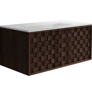 Dulap baie suspendat cu lavoar, model 3D, TERRA nuc, 80 cm - Img 8