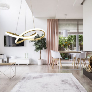 Lampa de tavan suspendata cu inel modern + telecomanda APP390-CP Gold - Img 4