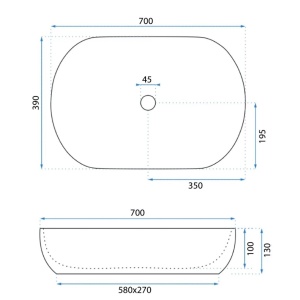 Lavoar ceramic pentru blat CLEO 71 alb - REA - Img 5