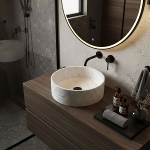 Lavoar pe blat Destiny – design natural sculptural și compozit premium | Deppo - Img 3