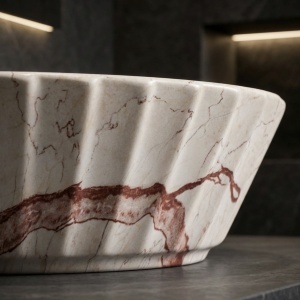 Lavoar pe blat Samanta Zen – design organic și textură naturală | Deppo - Img 4