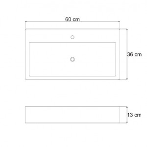 Lavoar pentru blat alb, QUADRO 51 cm, 61 cm - Img 5