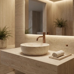 Lavoar pentru blat Rea Amelia Travertine Classic 48 - Img 3