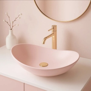 Lavoar pentru blat Rea Royal Powder Pink Matt - Img 4