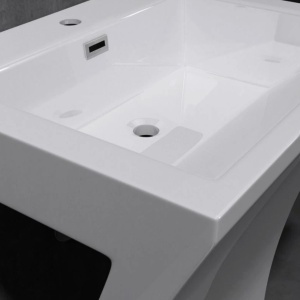 Lavoar stativ EGO 07, Alb, lucios, 60x48x83 cm, montaj podea, compozit marmura, gaura baterie, preaplin, design exclusivist - Img 8