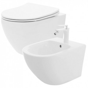 Manșetă izolată WC Carlo Mini Basic Rimless + Bideu Carlo Mini - Img 1
