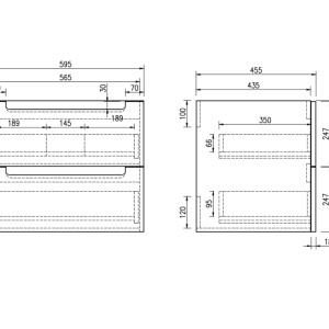 Mobilier lavoar suspendat alb cu blat din stejar LINDA 60,100,120 cm - Img 12