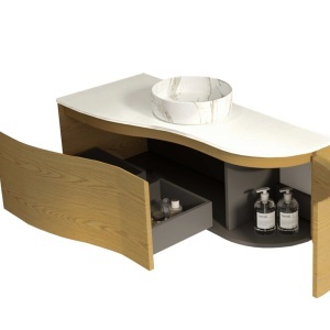Mobilier lavoar suspendat VIENNA cu blat 120 cm stejar - Img 4