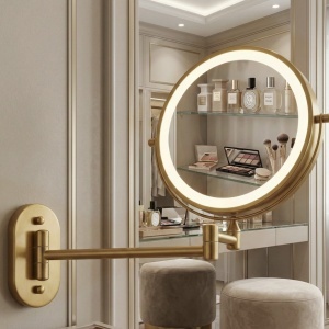 Oglindă LED Glow Old Gold – oglindă cosmetică elegantă cu iluminare LED și finisaj auriu vintage | disponibilă pe Deppo - Img 7