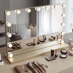 Oglindă LED HOLLYWOOD L.Gold 80x60