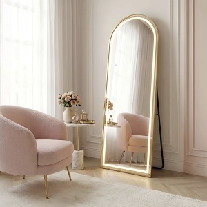 Oglindă LED Orbit 60x170 Brush Gold – oglindă mare cu iluminare LED și ramă aurie pentru baie | disponibilă pe Deppo - Img 3