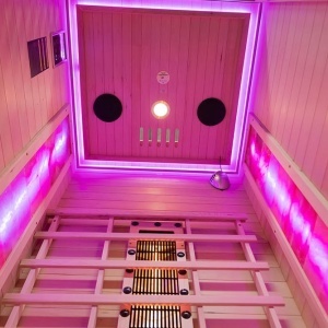 Saună cu infraroșu C1ST 90×90 cm cu piatră de sare, turmalină, LED și Bluetooth – saună uscată 1 persoană | Deppo - Img 21