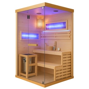 Sauna finlandeza cu temperatura inalta si soba Harvia 3.5kW pentru 1-2 persoane Lark 120 x 120 cm
