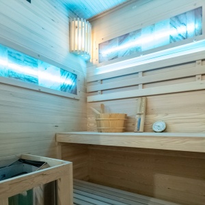 Sauna finlandeza cu temperatura inalta si soba Harvia 3.5kW pentru 1-2 persoane Lark 120 x 120 cm - Img 17