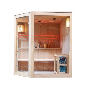 Sauna finlandeza cu temperatura inalta si soba Harvia 8kW pentru 5-6 persoane Bodo 180 x 180 cm - Img 10