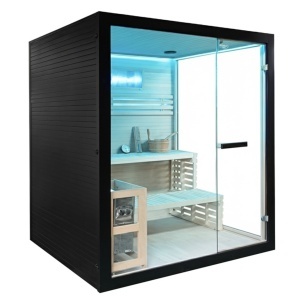 Saună Finlandeză Premium 150x140 cm pentru 3 Persoane cu Sobă Harvia 4.5 kW și Bluetooth | Deppo - Img 5