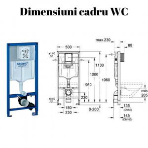 Set Bideu si Vas WC GROHE, ceramica sanitara, Vas WC VITO RIMLESS +Bideu +Capac Soft-Close SLIM PREMIUM +Cadru +Clapeta la alegere - Img 4