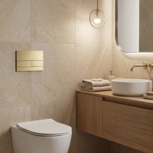 Set Cadru Îngropat Slim 024N pentru WC cu Buton T Brush Gold - Img 5